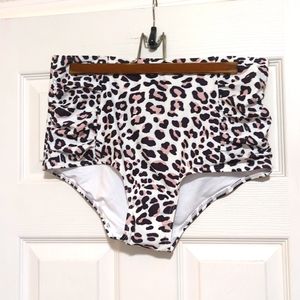 Dix perfect XL full coverage high waist swim bottom leopard print.